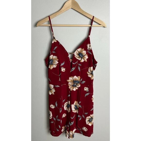 Parisian Floral Print Sleeveless Romper Red Size8 Summer Lightweight Women’s - Picture 1 of 10